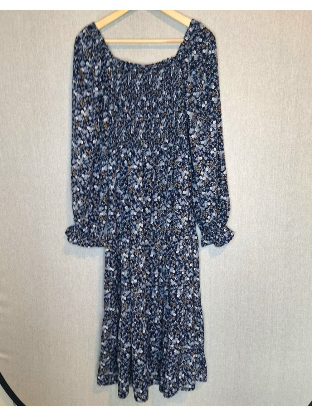 💙 Hayden Floral Smocked Bust Maxi Dress Size L Western Prairie Cottage Feminine
